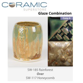 Rainforest SW185 over Night Moth SW181 Stoneware Glaze Combination Rainforest SW185 over Night Moth SW181 Stoneware Glaze Combination